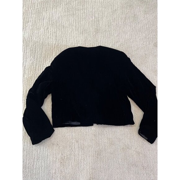 Talbots Black Velvet Cropped Jacket Classic Evening Bolero sz 14 - Picture 9 of 10